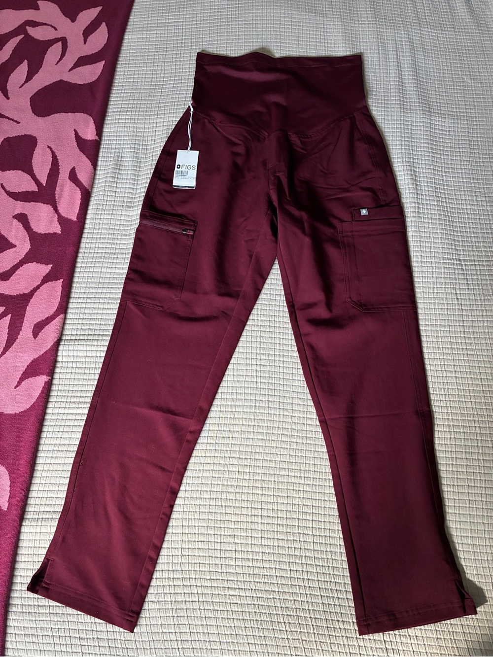 FIGS Women's Burgundy Yola Marernity Scrub Pants S